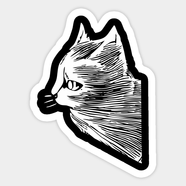 Cat sketch white Sticker by aceofspace